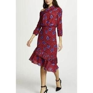 Saloni‎ Lexie Off The Shoulder Folder Asymetrical Cowl Neck Pleated 100% Silk 12